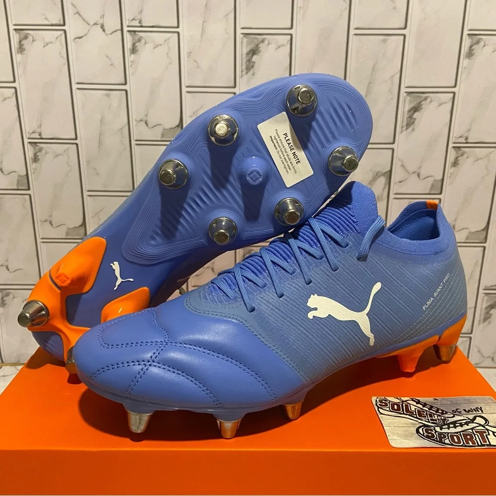 New Puma Avant Pro Rugby Soccer Cleats Leather SG Soft Ground Blue Mens Shoes